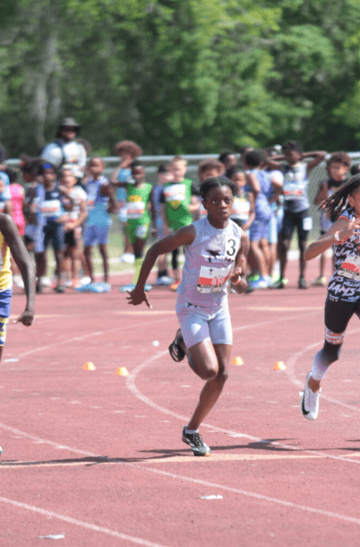 Young athlete competing